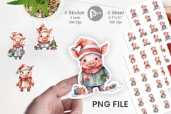 Sticker Watercolor Christmas Pig Product Image 1