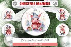 Christmas Ornaments Watercolor Christmas Pig Product Image 1