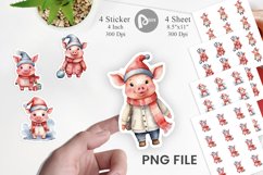 Sticker Watercolor Christmas Pig Product Image 1