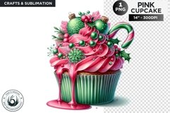 Pink Christmas Cupcakes Clipart PNG Product Image 1