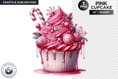 Pink Christmas Cupcakes PNG Clipart sublimation design Product Image 1
