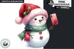 Christmas Pink Snowman PNG Clipart Product Image 1