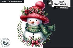 Christmas Pink Snowman PNG Clipart Product Image 1