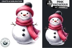 Christmas Pink Snowman PNG Clipart Product Image 1