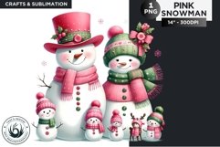 Christmas Pink Snowman family PNG Clipart Product Image 1