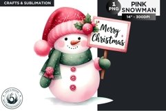 Christmas Pink Snowman PNG Clipart Product Image 1