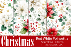 Christmas Patterns, Red White Poinsettia Christmas Pattern 1 Product Image 1