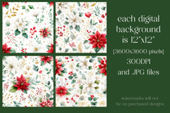 Christmas Patterns, Red White Poinsettia Christmas Pattern 1 Product Image 2