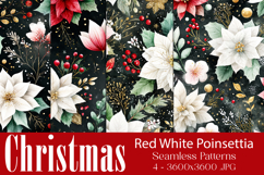 Christmas Pattern, Red White Poinsettia Christmas Pattern 10 Product Image 1