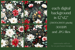 Christmas Pattern, Red White Poinsettia Christmas Pattern 10 Product Image 2
