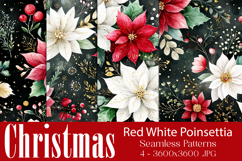 Christmas Pattern, Red White Poinsettia Christmas Pattern 11 Product Image 1