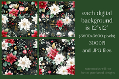Christmas Pattern, Red White Poinsettia Christmas Pattern 12 Product Image 2