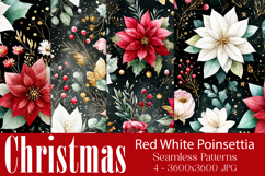 Christmas Pattern, Red White Poinsettia Christmas Pattern 13 Product Image 1
