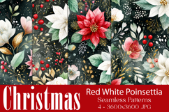 Christmas Pattern, Red White Poinsettia Christmas Pattern 15 Product Image 1