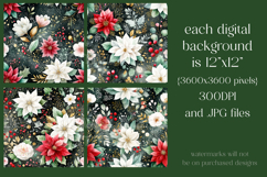 Christmas Pattern, Red White Poinsettia Christmas Pattern 15 Product Image 2
