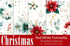 Christmas Patterns, Red White Poinsettia Christmas Pattern 2 Product Image 1