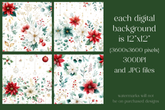 Christmas Patterns, Red White Poinsettia Christmas Pattern 2 Product Image 2