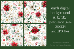 Christmas Patterns, Red White Poinsettia Christmas Pattern 4 Product Image 2