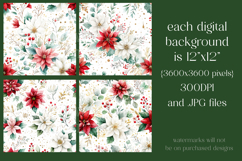 Christmas Patterns, Red White Poinsettia Christmas Pattern 5 Product Image 2