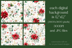Christmas Patterns, Red White Poinsettia Christmas Pattern 6 Product Image 2