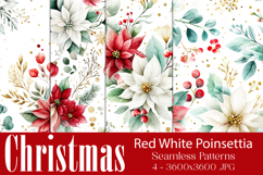 Christmas Patterns, Red White Poinsettia Christmas Pattern 8 Product Image 1