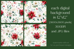 Christmas Patterns, Red White Poinsettia Christmas Pattern 9 Product Image 2