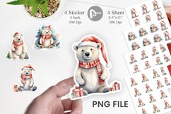 Sticker Watercolor Christmas Polar Bear Product Image 1