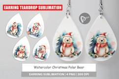 Earring Teardrop Watercolor Christmas Polar Bear Product Image 1