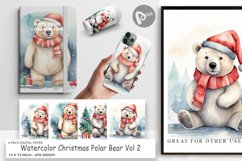 Digital Paper Watercolor Christmas Polar Bear Product Image 1