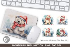 Mouse Pad Watercolor Christmas Polar Bear Product Image 1