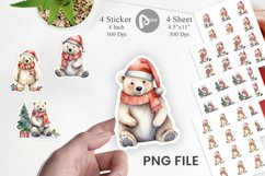 Sticker Watercolor Christmas Polar Bear Product Image 1