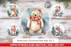 Wind Spinner Watercolor Christmas Polar Bear Product Image 1