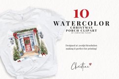 Watercolor Christmas Porch Clipart Product Image 2