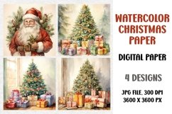 Watercolor Christmas Digital Paper, Junk Journal Product Image 1