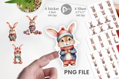 Sticker Watercolor Christmas Rabbit Product Image 1