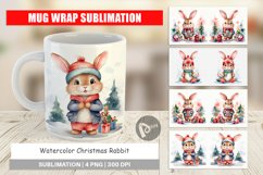 Mug Wrap Design Watercolor Christmas Rabbit Product Image 1