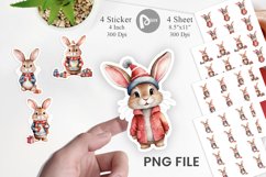 Sticker Watercolor Christmas Rabbit Product Image 1
