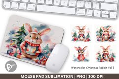Mouse Pad Watercolor Christmas Rabbit Product Image 1