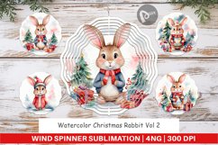 Wind Spinner Watercolor Christmas Rabbit Product Image 1