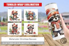 Tumbler Wrap Watercolor Christmas Raccoon Product Image 1