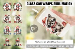 Glass Can Wraps Watercolor Christmas Raccoon Product Image 1