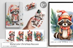 Digital Paper Watercolor Christmas Raccoon Product Image 1