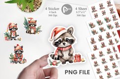 Sticker Watercolor Christmas Raccoon Product Image 1
