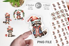 Sticker Watercolor Christmas Raccoon Product Image 1