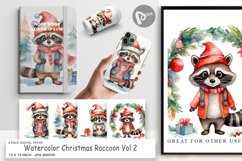 Digital Paper Watercolor Christmas Raccoon Product Image 1