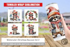 Tumbler Wrap Watercolor Christmas Raccoon Product Image 1