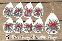 Christmas Red Bow Earring teardrop sublimation design Product Image 1