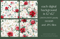 Christmas Pattern, Poinsettias Roses Christmas Pattern, s1 Product Image 2