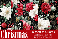 Christmas Pattern, Poinsettias Roses Christmas Pattern, s10 Product Image 1