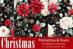 Christmas Pattern, Poinsettias Roses Christmas Pattern, s7 Product Image 1